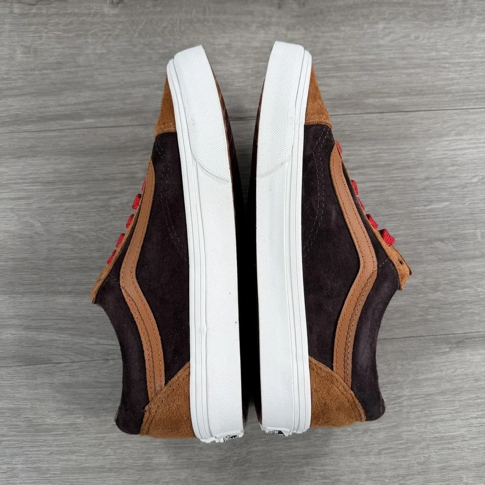 Vans Old Skool Pig Suede HeiQ Water Repellent Low Top Skate Shoes Brown Red